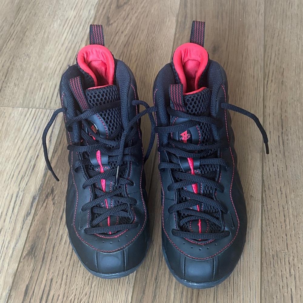 Black and Red High-Top Foamposite Sneakers